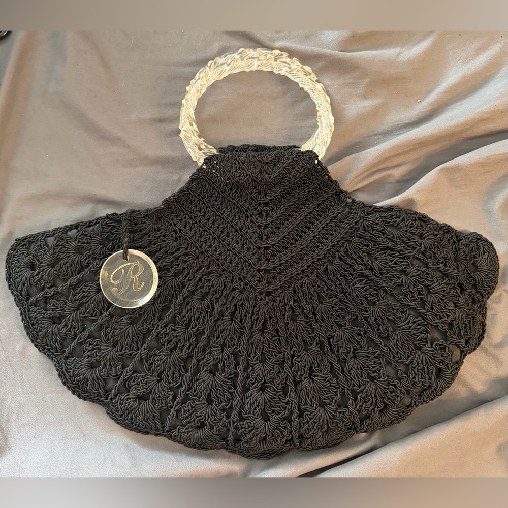 True Vintage 1940’s Black Corde and Lucite Purse